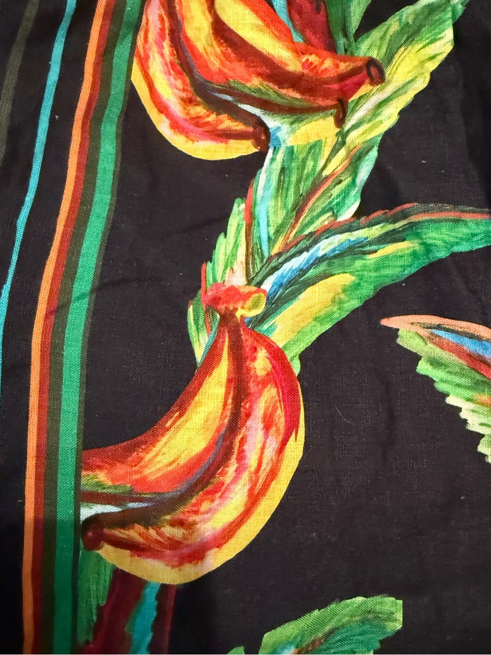 FARM Rio Wide Leg Linen Preta Banana Tropical Fruit Print Pants M - Picture 6 of 8